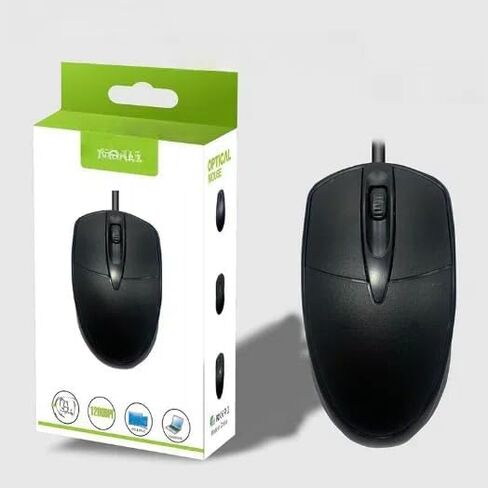 ماوس سلكي للكمبيوتر والكمبيوتر المحمول، ماوس سلكي USB، للاستخدام باليد اليمنى أو اليسرى - أسود in Saudi Arabia