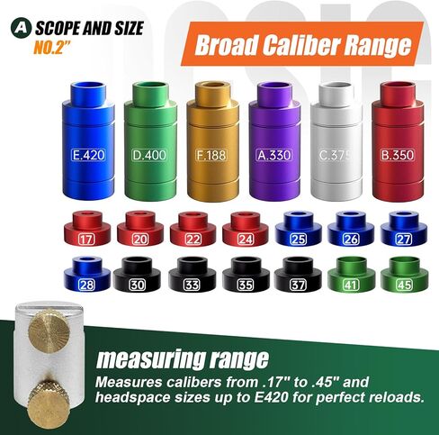 مجموعة أدوات مقارنة الرصاص ومسافة الرأس - مجموعة أدوات مقارنة الرصاص مع 14 إدراجًا و6 البطانات - مستلزمات ومعدات إعادة التحميل - نطاق واسع الحجم - قياس دقيق in Kuwait