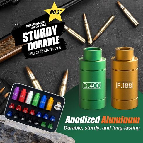 مجموعة أدوات مقارنة الرصاص ومسافة الرأس - مجموعة أدوات مقارنة الرصاص مع 14 إدراجًا و6 البطانات - مستلزمات ومعدات إعادة التحميل - نطاق واسع الحجم - قياس دقيق in Kuwait