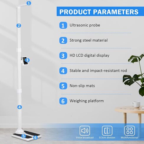 قياس الارتفاع من سبائك الألومنيوم للبالغين والأطفال، قياس الارتفاع، قضيب قياس الارتفاع المحمول، 8-82 بوصة/20-210 سم/وحدة مع سم وبوصة 8-82، للمنزل والمكتب وصالة الألعاب الرياضية والفحص الطبي in Kuwait