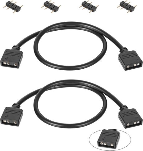 6 قطع تمديد كابل ARGB، 11.8 بوصة 5 فولت 3 دبابيس، مقسم أنثى إلى أنثى لتمديد مراوح الكمبيوتر الشخصي أو مراوح سلسلة LED in Kuwait