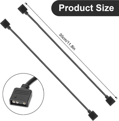 6 قطع تمديد كابل ARGB، 11.8 بوصة 5 فولت 3 دبابيس، مقسم أنثى إلى أنثى لتمديد مراوح الكمبيوتر الشخصي أو مراوح سلسلة LED in Kuwait