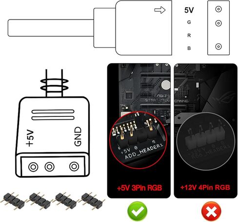 6 قطع تمديد كابل ARGB، 11.8 بوصة 5 فولت 3 دبابيس، مقسم أنثى إلى أنثى لتمديد مراوح الكمبيوتر الشخصي أو مراوح سلسلة LED in Kuwait