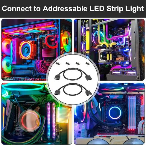 6 قطع تمديد كابل ARGB، 11.8 بوصة 5 فولت 3 دبابيس، مقسم أنثى إلى أنثى لتمديد مراوح الكمبيوتر الشخصي أو مراوح سلسلة LED in Kuwait