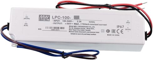 Mean Well LPC 100W 143-286V 350mA LED Driver， LPC-100-350 AC-DC Single Output Constant Current Switching Power Supply Converter Transformer with IP67, Plastic Case in Saudi Arabia