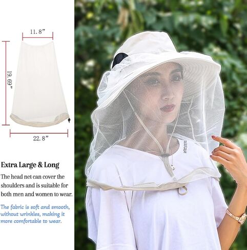 2 Pack Premium Mosquito Head Net for Insect & Fly Protection, Extra-Fine Holes Bug Netting Face Shield Fit for All Hat in Saudi Arabia