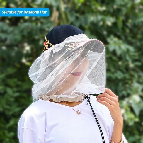 2 Pack Premium Mosquito Head Net for Insect & Fly Protection, Extra-Fine Holes Bug Netting Face Shield Fit for All Hat in Saudi Arabia