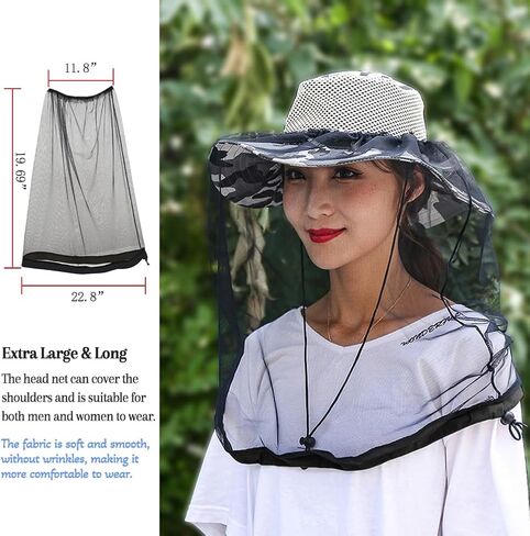 2 Pack Premium Mosquito Head Net for Insect & Fly Protection, Extra-Fine Holes Bug Netting Face Shield Fit for All Hat in Saudi Arabia
