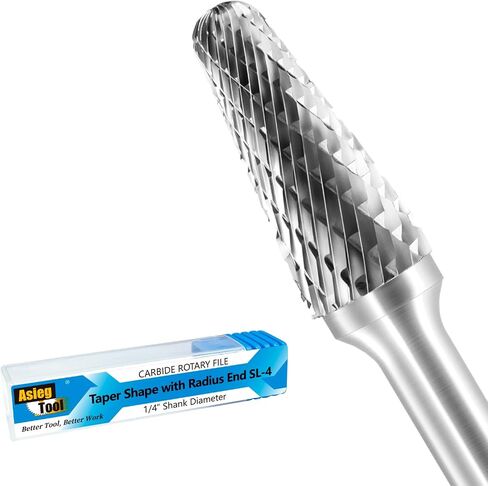 SL-4 Tungsten Carbide Burr Rotary File Taper Shape with Radius End Double Cut with 1/4"Shank for Die Grinder Drill Bit in Kuwait