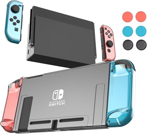 Switch 2 Dockable Case with Screen Protector - Clear Hard Shell Cover with Joy-Con Grip TPU, Thumb Caps - Protective Accessories Kit for Nintendo Switch 2 Console & Dock in Saudi Arabia