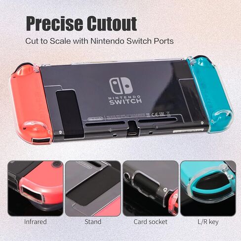Switch 2 Dockable Case with Screen Protector - Clear Hard Shell Cover with Joy-Con Grip TPU, Thumb Caps - Protective Accessories Kit for Nintendo Switch 2 Console & Dock in Saudi Arabia