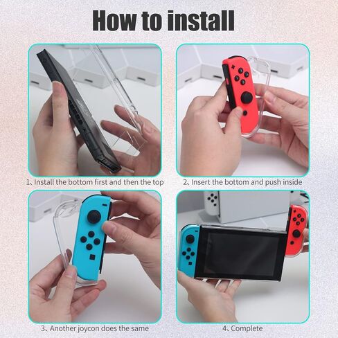 Switch 2 Dockable Case with Screen Protector - Clear Hard Shell Cover with Joy-Con Grip TPU, Thumb Caps - Protective Accessories Kit for Nintendo Switch 2 Console & Dock in Saudi Arabia