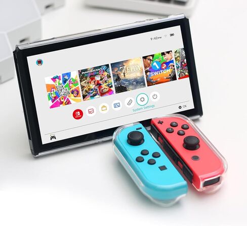 Switch 2 Dockable Case with Screen Protector - Clear Hard Shell Cover with Joy-Con Grip TPU, Thumb Caps - Protective Accessories Kit for Nintendo Switch 2 Console & Dock in Saudi Arabia