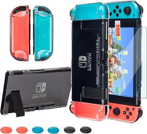 Switch 2 Dockable Case with Screen Protector - Clear Hard Shell Cover with Joy-Con Grip TPU, Thumb Caps - Protective Accessories Kit for Nintendo Switch 2 Console & Dock in Saudi Arabia