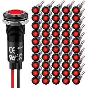 FILN 2 قطعة 12 مم (1/2 بوصة) ضوء مؤشر LED ضوء مؤشر مقاوم للماء مصباح إشارة معدني 110 فولت IP67 رأس مصباح الطيار الأزرق لضوء قارب السيارة (110 فولت-أسود بأكسيد أخضر قطعتان) in Kuwait