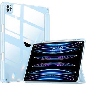 حافظة VIKESI لجهاز iPad Pro 12.9 الجيل السادس/الخامس/الرابع/الثالث 2022/2021/2020/2018، غطاء خلفي شفاف [حامل أقلام مدمج، نوم/تنبيه تلقائي، حماية الكاميرا] لجهاز iPad Pro مقاس 12.9 بوصة - أزرق أرجواني in Kuwait