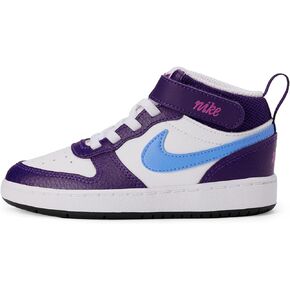 Nike Boys Court Borough Mid 2 Leather Athletic Shoes, White/White, 5 Big Kid in Saudi Arabia