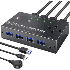 محول KCE*VE USB 3.0 4 أجهزة كمبيوتر، 4 منافذ USB لمشاركة محدد 4 أجهزة USB، محول USB متوافق مع M*ac/Win*dows/Lin*UX(434-A-Old) in Kuwait