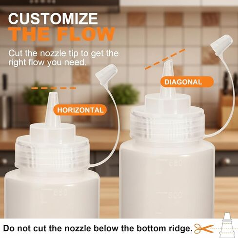 OAMCEG 8OZ Squeeze Bottles - 6 Pack Durable Plastic Condiment Bottles, Squirt Bottle with Discrete Measurements, for Ketchup, BBQ, Sauces, Syrup, Condiments, Dressings, Arts and Crafts in Kuwait