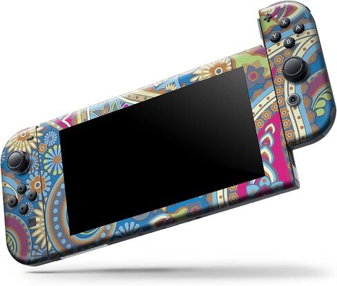 Design Skinz - متوافق مع Nintendo DSi XL - غطاء حماية من الفينيل مقاوم للخدش وقابل للإزالة - نمط بيزلي أزرق وأصفر رقيق in Saudi Arabia