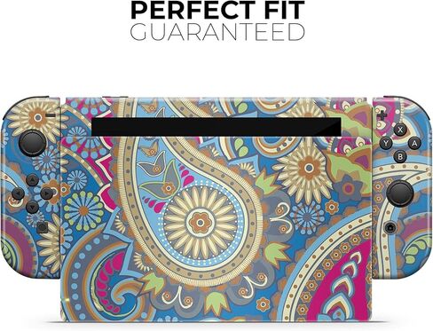 Design Skinz - متوافق مع Nintendo DSi XL - غطاء حماية من الفينيل مقاوم للخدش وقابل للإزالة - نمط بيزلي أزرق وأصفر رقيق in Saudi Arabia