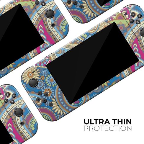 Design Skinz - متوافق مع Nintendo DSi XL - غطاء حماية من الفينيل مقاوم للخدش وقابل للإزالة - نمط بيزلي أزرق وأصفر رقيق in Saudi Arabia