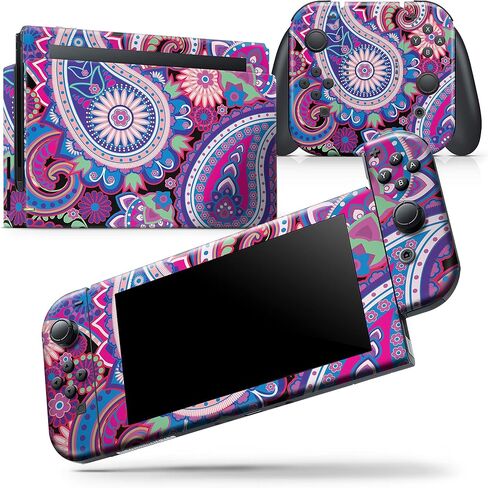 Design Skinz - متوافق مع Nintendo Switch Lite - غطاء حماية من الفينيل مقاوم للخدش وقابل للإزالة - أرجواني نابض بالحياة بيزلي V5 in Saudi Arabia