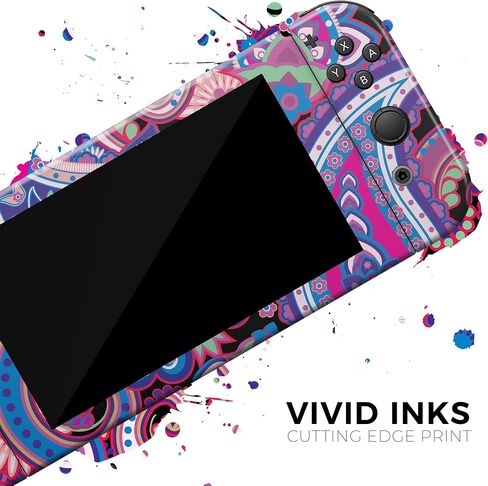 Design Skinz - متوافق مع Nintendo Switch Lite - غطاء حماية من الفينيل مقاوم للخدش وقابل للإزالة - أرجواني نابض بالحياة بيزلي V5 in Saudi Arabia