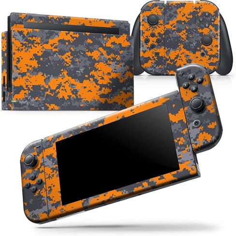 Design Skinz - متوافق مع Nintendo DSi XL - غطاء حماية من الفينيل قابل للإزالة ومقاوم للخدش - برتقالي ساطع ورمادي مموه رقمي in Saudi Arabia