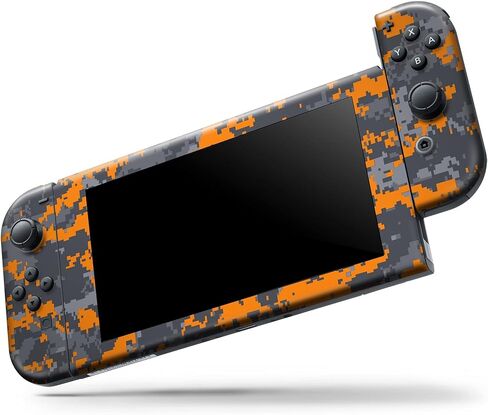 Design Skinz - متوافق مع Nintendo DSi XL - غطاء حماية من الفينيل قابل للإزالة ومقاوم للخدش - برتقالي ساطع ورمادي مموه رقمي in Saudi Arabia