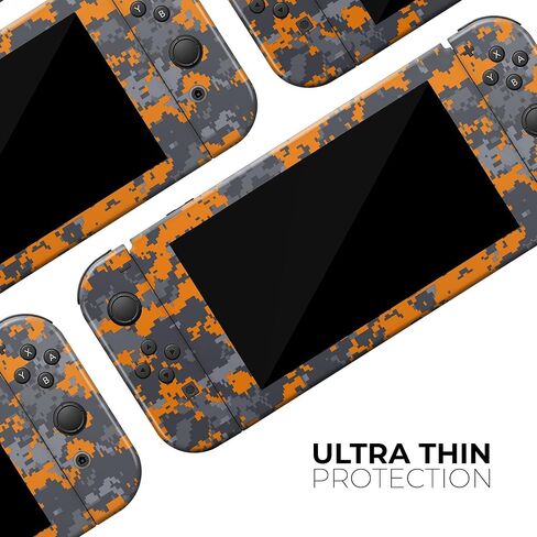 Design Skinz - متوافق مع Nintendo DSi XL - غطاء حماية من الفينيل قابل للإزالة ومقاوم للخدش - برتقالي ساطع ورمادي مموه رقمي in Saudi Arabia