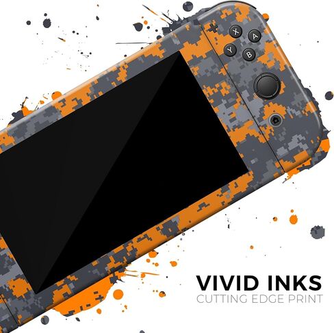 Design Skinz - متوافق مع Nintendo DSi XL - غطاء حماية من الفينيل قابل للإزالة ومقاوم للخدش - برتقالي ساطع ورمادي مموه رقمي in Saudi Arabia