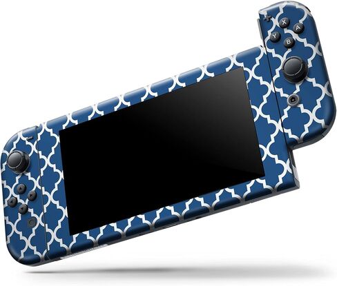 Design Skinz - متوافق مع Nintendo DSi XL - غطاء حماية من الفينيل مقاوم للخدش وقابل للإزالة - نمط مغربي سلس باللونين الأزرق الداكن والأبيض in Saudi Arabia