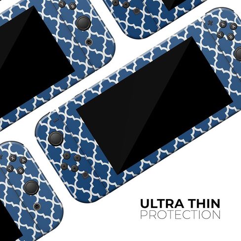 Design Skinz - متوافق مع Nintendo DSi XL - غطاء حماية من الفينيل مقاوم للخدش وقابل للإزالة - نمط مغربي سلس باللونين الأزرق الداكن والأبيض in Saudi Arabia