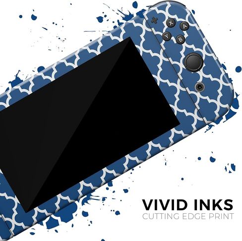Design Skinz - متوافق مع Nintendo DSi XL - غطاء حماية من الفينيل مقاوم للخدش وقابل للإزالة - نمط مغربي سلس باللونين الأزرق الداكن والأبيض in Saudi Arabia