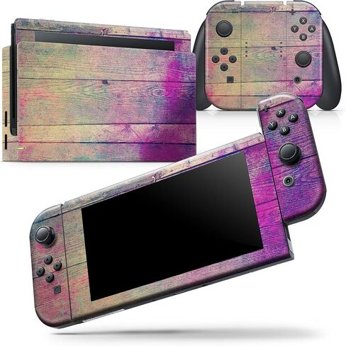 Design Skinz - Compatible with Nintendo DSi XL - Skin Decal Protective Scratch-Resistant Removable Vinyl Wrap Cover - Pink & Blue Grunge Wood Planks in Saudi Arabia