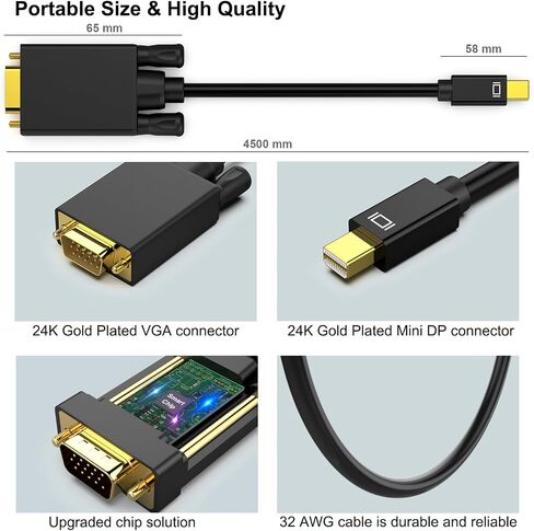 Mini DisplayPort to VGA 6 Feet Cable, Mini DisplayPort to VGA Cable (Thunderbolt 2 Compatible) in Saudi Arabia