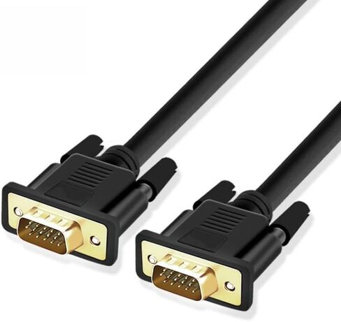 كابل VGA بطول 6 أقدام، كابل شاشة ذكر إلى ذكر، سلك فيديو عالي السرعة مع نواة من الفريت، موصلات مطلية بالذهب لشاشة الكمبيوتر، جهاز العرض، أسود in Saudi Arabia
