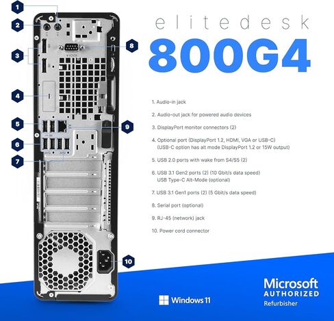 HP EliteDesk 800 G4-SFF، Core i7-8700 3.2 جيجا هرتز، 32 جيجا رام، 1 تيرابايت NVMe، Windows 11 Pro 64Bit، DVD، (متجدد) in Saudi Arabia