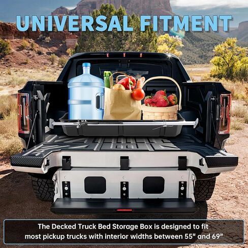 HECASA Adjustable 55-69 inch Truck Storage Box Compatible with Ford Chevy Chevrolet GMC Dodge Ram Toyota Nissan, Universal Truck Bed Storage Cargo Organizer Beds, Secure Cargo Organizer in Saudi Arabia