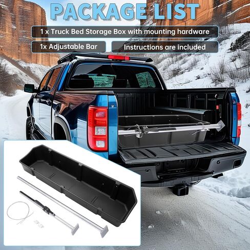 HECASA Adjustable 55-69 inch Truck Storage Box Compatible with Ford Chevy Chevrolet GMC Dodge Ram Toyota Nissan, Universal Truck Bed Storage Cargo Organizer Beds, Secure Cargo Organizer in Saudi Arabia
