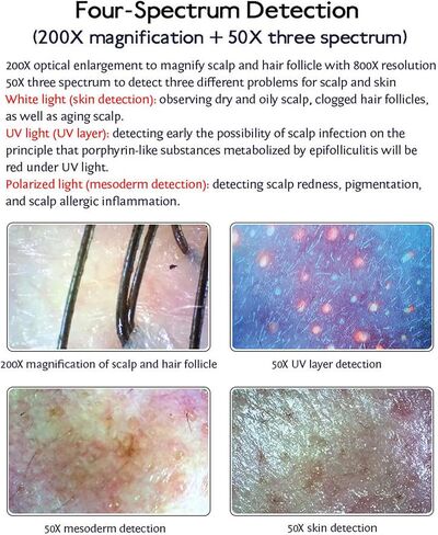 15.5 Inch Scalp Microscope, Skin Analysis Machine, with 16G Large Memory, Large HD Digital Display, 0X / 200X Dual Probes, for Hair Salon, SPA Beauty Shop in Saudi Arabia