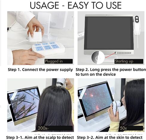 15.5 Inch Scalp Microscope, Skin Analysis Machine, with 16G Large Memory, Large HD Digital Display, 0X / 200X Dual Probes, for Hair Salon, SPA Beauty Shop in Saudi Arabia