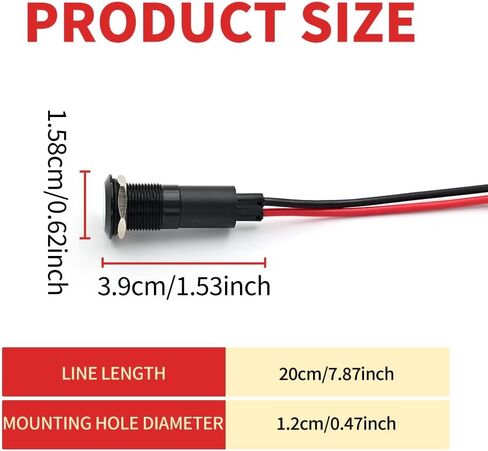 FILN 2 قطعة 12 مم (1/2 بوصة) ضوء مؤشر LED ضوء مؤشر مقاوم للماء مصباح إشارة معدني 110 فولت IP67 رأس مصباح الطيار الأزرق لضوء قارب السيارة (110 فولت-أسود بأكسيد أخضر قطعتان) in Kuwait