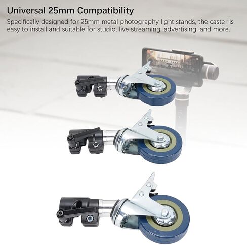 VBESTLIFE 0.98 inch / 25mm Light Stand Wheels Set 3pcs, Heavy Duty Photography C Stand Wheels with Brake for Photo Studio Video in Saudi Arabia