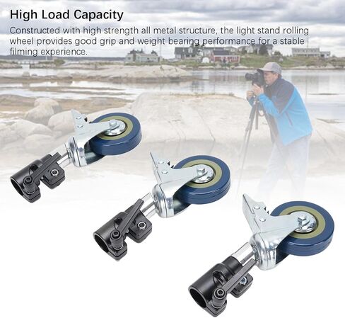 VBESTLIFE 0.98 inch / 25mm Light Stand Wheels Set 3pcs, Heavy Duty Photography C Stand Wheels with Brake for Photo Studio Video in Saudi Arabia