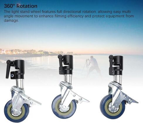VBESTLIFE 0.98 inch / 25mm Light Stand Wheels Set 3pcs, Heavy Duty Photography C Stand Wheels with Brake for Photo Studio Video in Saudi Arabia