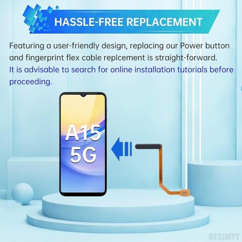 لهاتف Samsung Galaxy A15 5G زر الطاقة الأسود الشجاع ومستشعر بصمات الأصابع، كابل مرن بديل للتشغيل/الإيقاف الجانبي، زر التحكم، أجزاء إصلاح الموصل SM-A156U SM-A156U1/DS in Kuwait