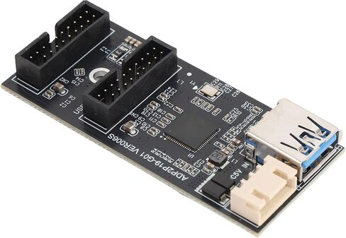ASHATA USB 3.2 Gen1 إلى بطاقة توسيع مزدوجة 19Pin، USB 3.2 إلى Dual 19Pin موصل اللوحة الأمامية بطاقة Riser مع كابل ملحق، ملصق in Saudi Arabia