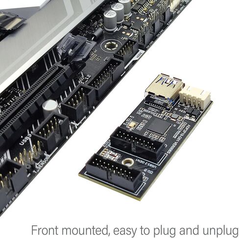 ASHATA USB 3.2 Gen1 إلى بطاقة توسيع مزدوجة 19Pin، USB 3.2 إلى Dual 19Pin موصل اللوحة الأمامية بطاقة Riser مع كابل ملحق، ملصق in Saudi Arabia